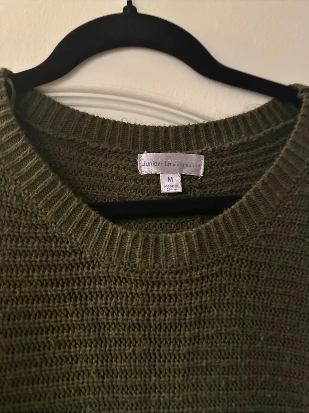 Olive Green Women's Knit Sweater - Crewneck